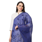 Women's Cotton Embroidered Dupatta (Blue, Length: 2.25 to 2.50 Mtr) - GillKart