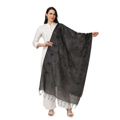 Women's Cotton Embroidered Dupatta (Black, Length: 2.25 to 2.50 Mtr) - GillKart