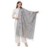 Women's Cotton Embroidered Dupatta (Grey, Length: 2.25 to 2.50 Mtr) - GillKart