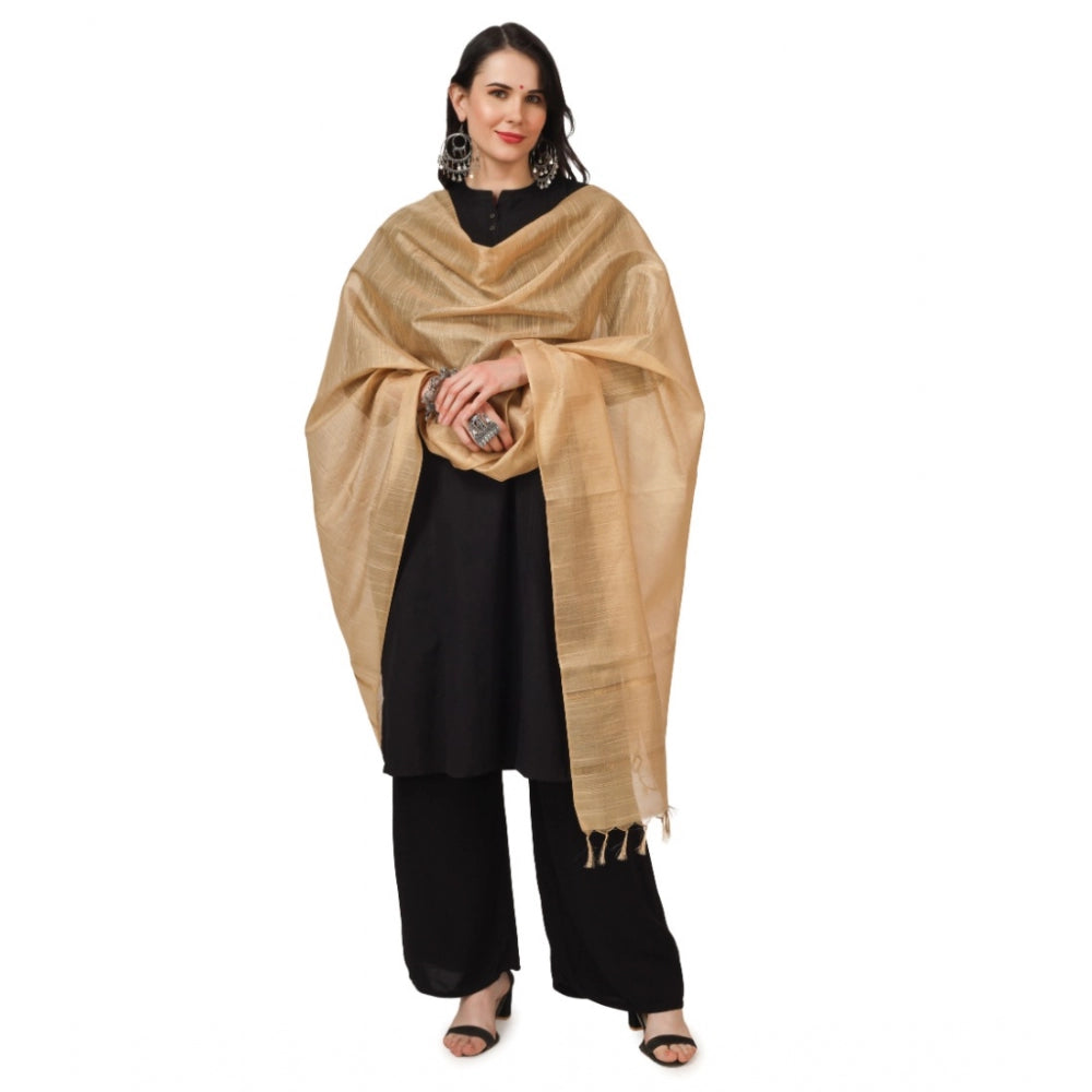 Women's Chanderi Solid Dupatta (Gold, Length: 2.25 to 2.50 Mtr) - GillKart