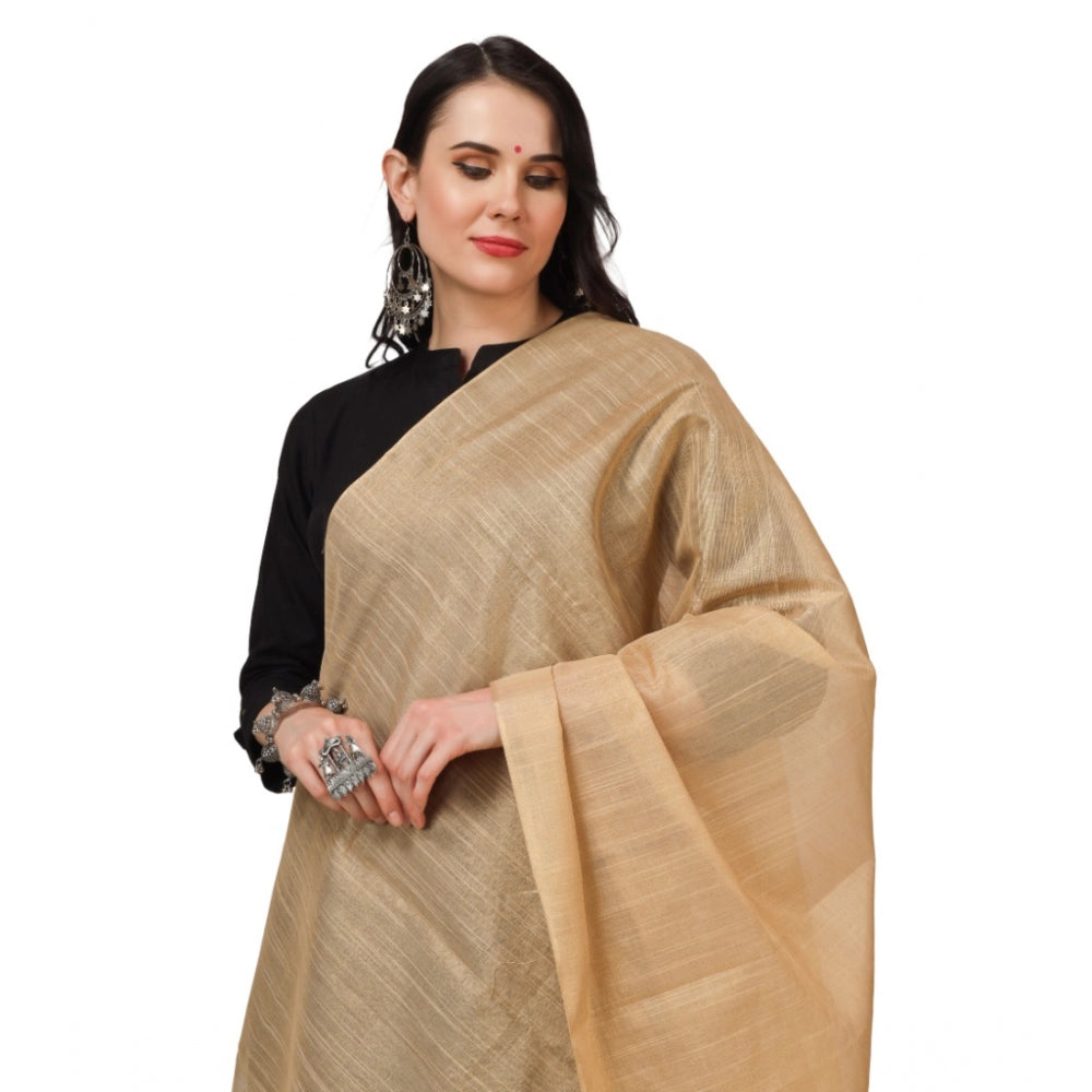 Women's Chanderi Solid Dupatta (Gold, Length: 2.25 to 2.50 Mtr) - GillKart