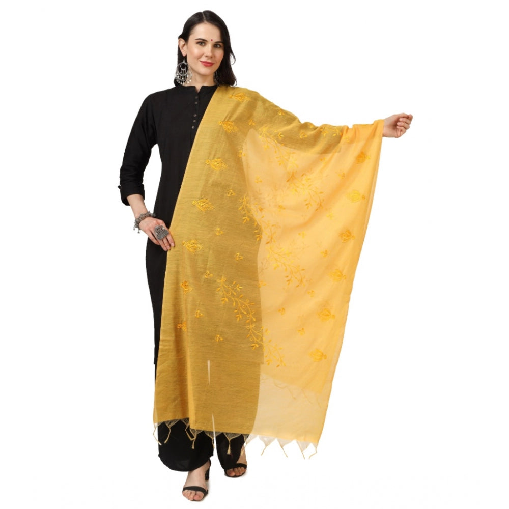 Women's Cotton Embroidered Dupatta (Yellow, Length: 2.25 to 2.50 Mtr) - GillKart