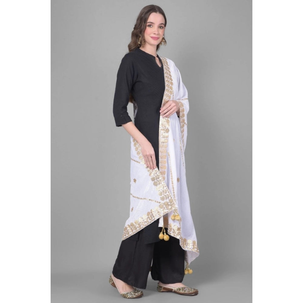 Women's Velvet Gotta Patti Dupatta (Off White, Length: 2.25 to 2.50 Mtr) - GillKart