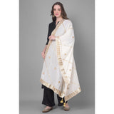 Women's Velvet Gotta Patti Dupatta (White, Length: 2.25 to 2.50 Mtr) - GillKart