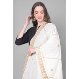 Women's Velvet Gotta Patti Dupatta (White, Length: 2.25 to 2.50 Mtr) - GillKart