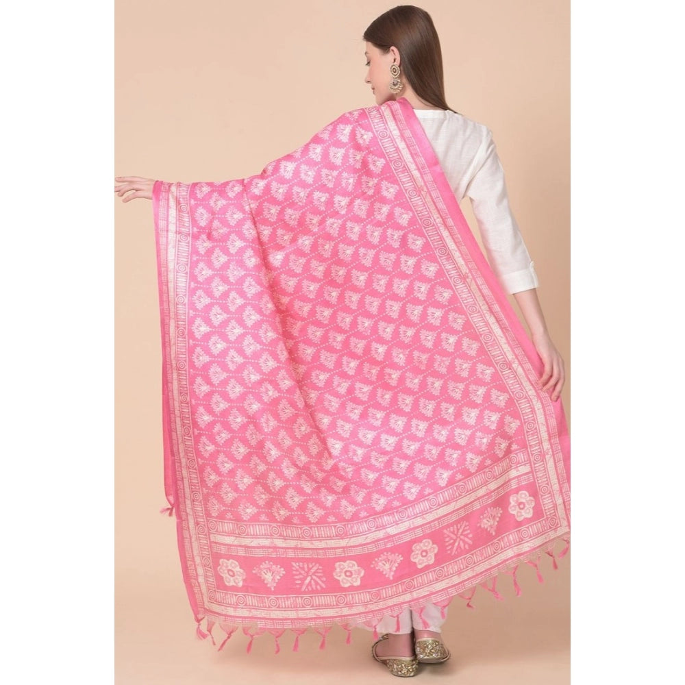 Women's Art Silk Printed Dupatta (Pink, Length: 2.25 to 2.50 Mtr) - GillKart