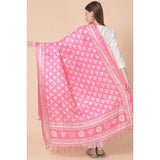 Women's Art Silk Printed Dupatta (Pink, Length: 2.25 to 2.50 Mtr) - GillKart