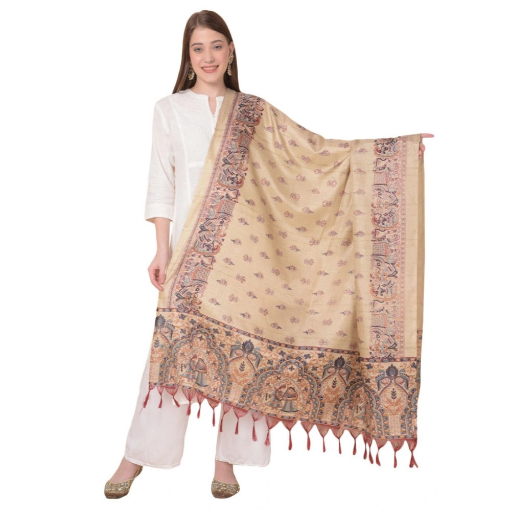 Women's Art Silk Printed Dupatta (Gold, Length: 2.25 to 2.50 Mtr) - GillKart