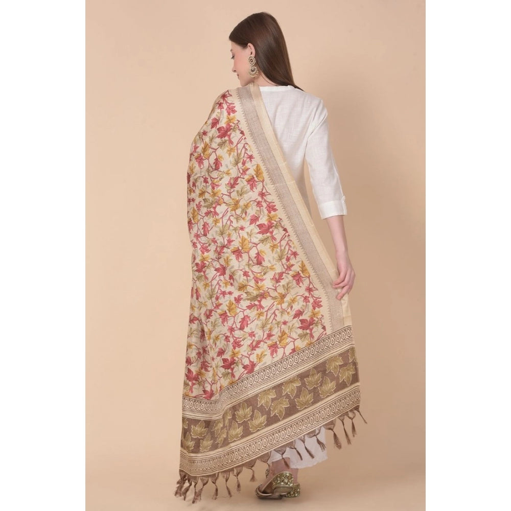 Women's Art Silk Printed Dupatta (Gold, Length: 2.25 to 2.50 Mtr) - GillKart