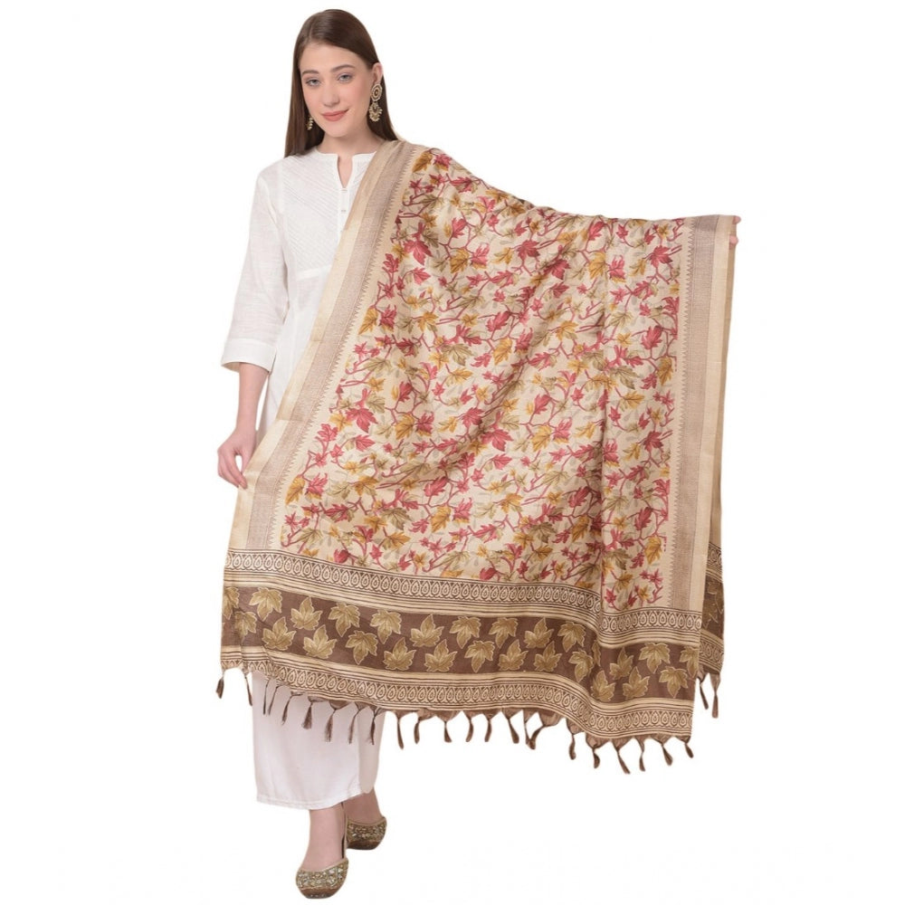 Women's Art Silk Printed Dupatta (Gold, Length: 2.25 to 2.50 Mtr) - GillKart