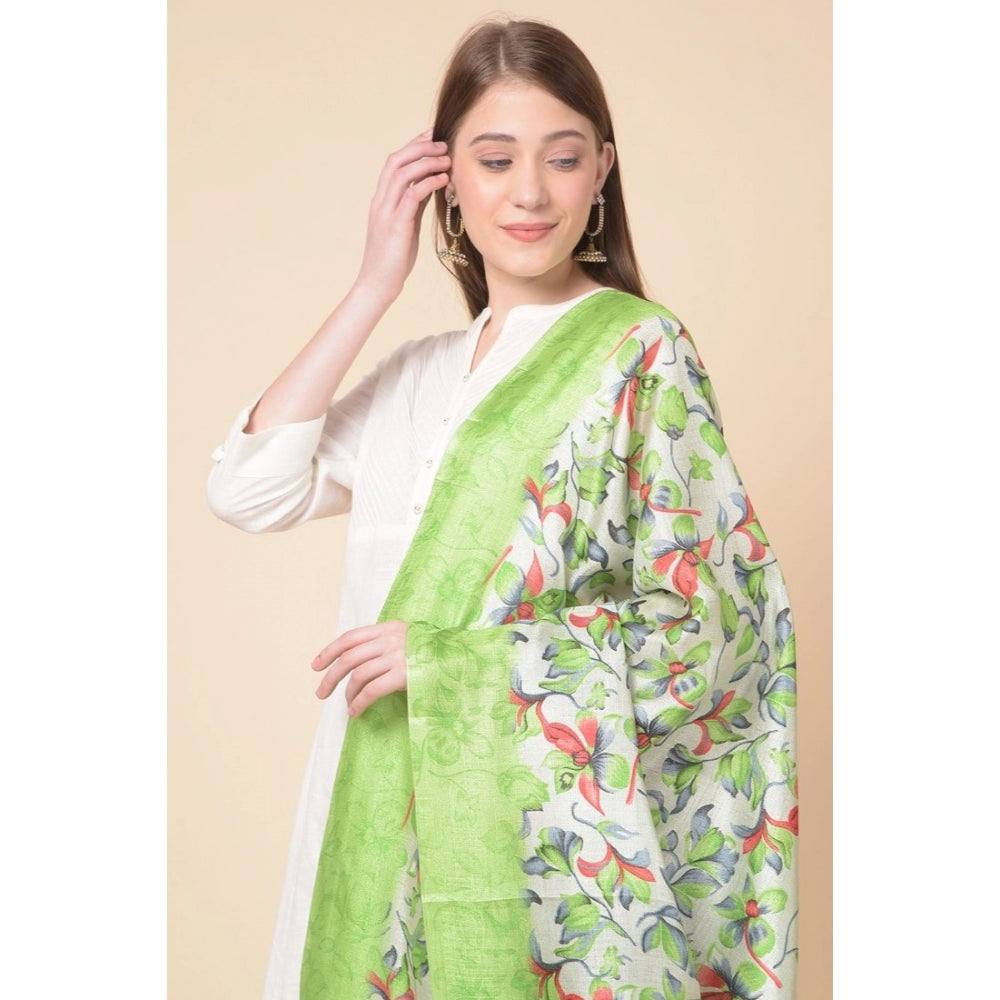 Women's Art Silk Printed Dupatta (Light Green, Length: 2.25 to 2.50 Mtr) - GillKart