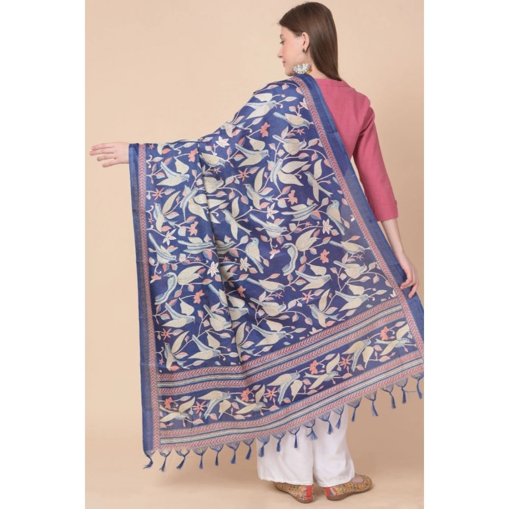 Women's Art Silk Printed Dupatta (Blue, Length: 2.25 to 2.50 Mtr) - GillKart