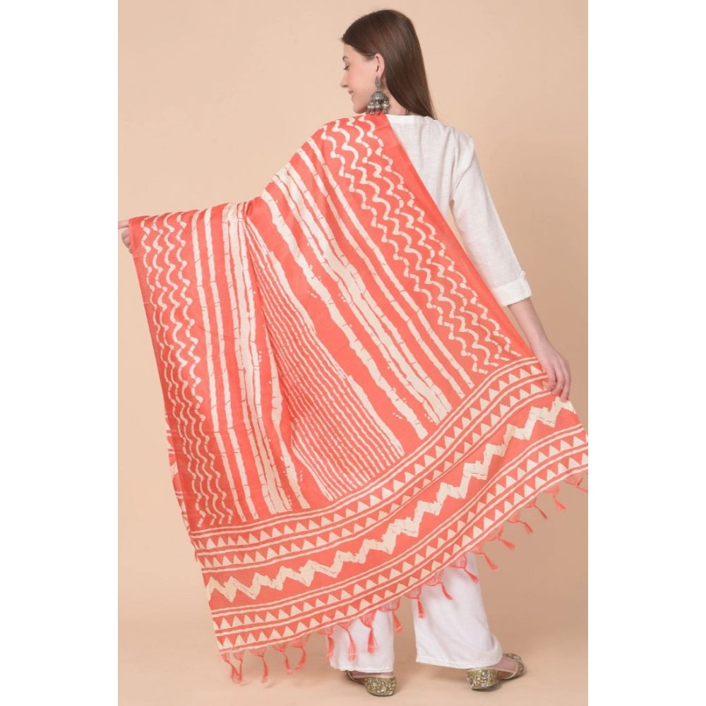 Women's Art Silk Printed Dupatta (Orange, Length: 2.25 to 2.50 Mtr) - GillKart