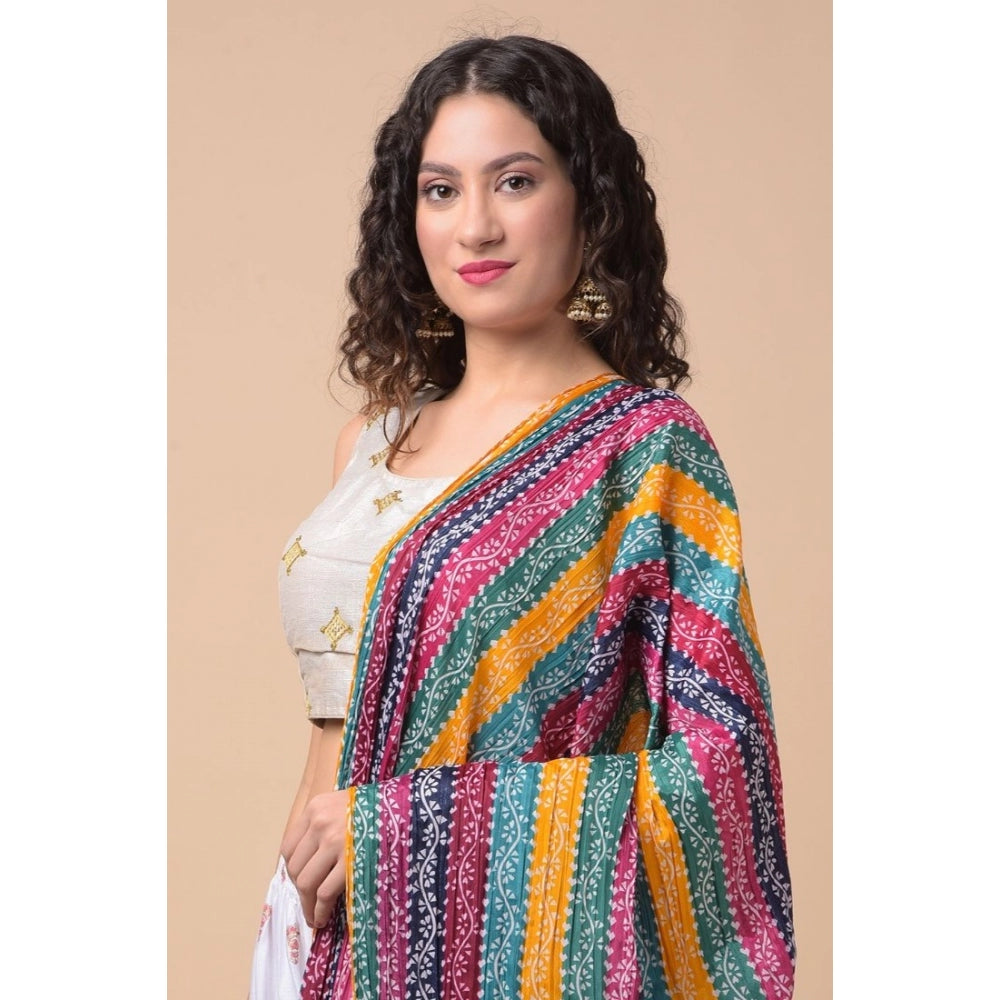 Women's Chanderi Printed Dupatta (Multicolor, Length: 2.25 to 2.50 Mtr) - GillKart