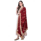 Women's Velvet Gotta Patti Dupatta (Maroon, Length: 2.25 to 2.50 Mtr) - GillKart