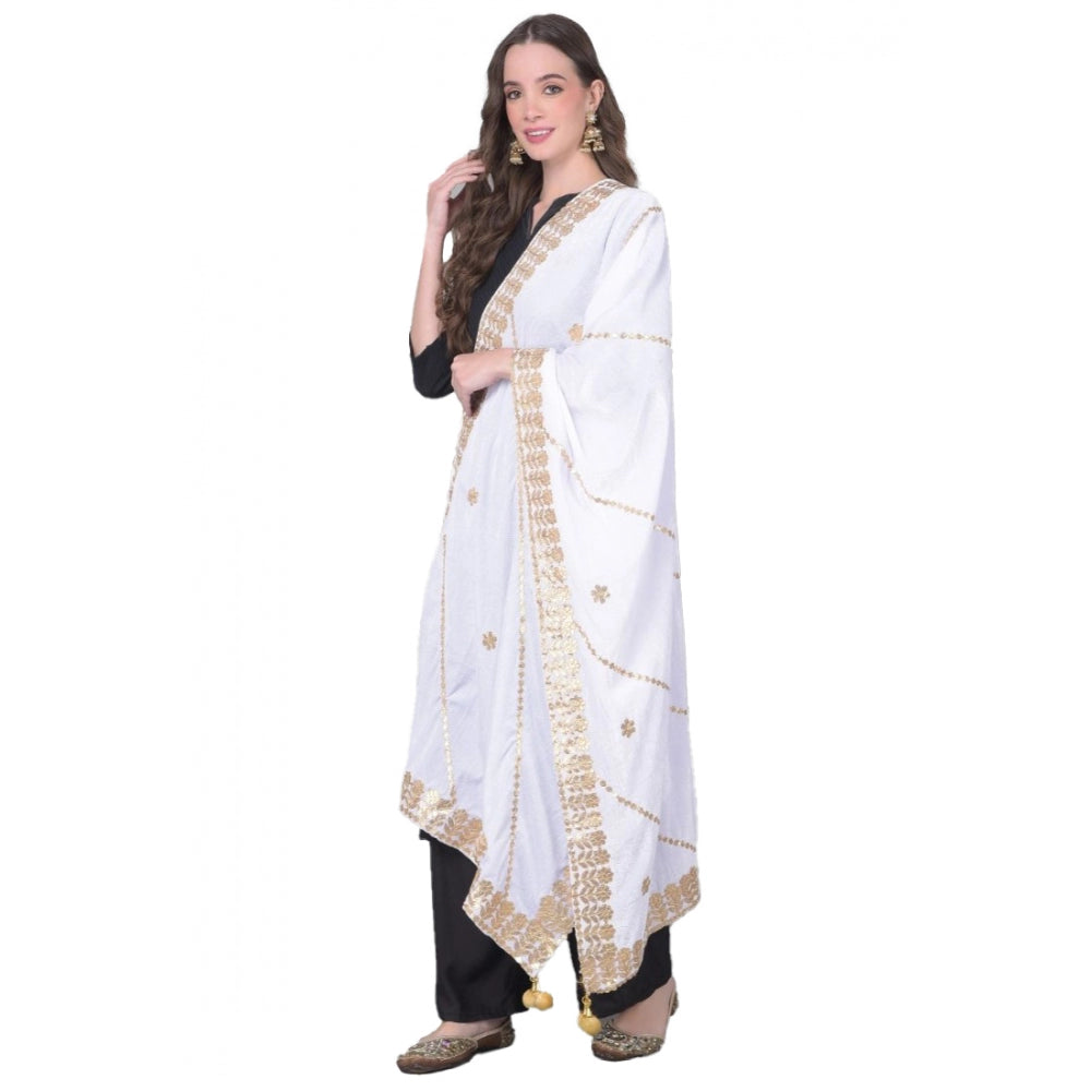 Women's Velvet Gotta Patti Dupatta (Off White, Length: 2.25 to 2.50 Mtr) - GillKart