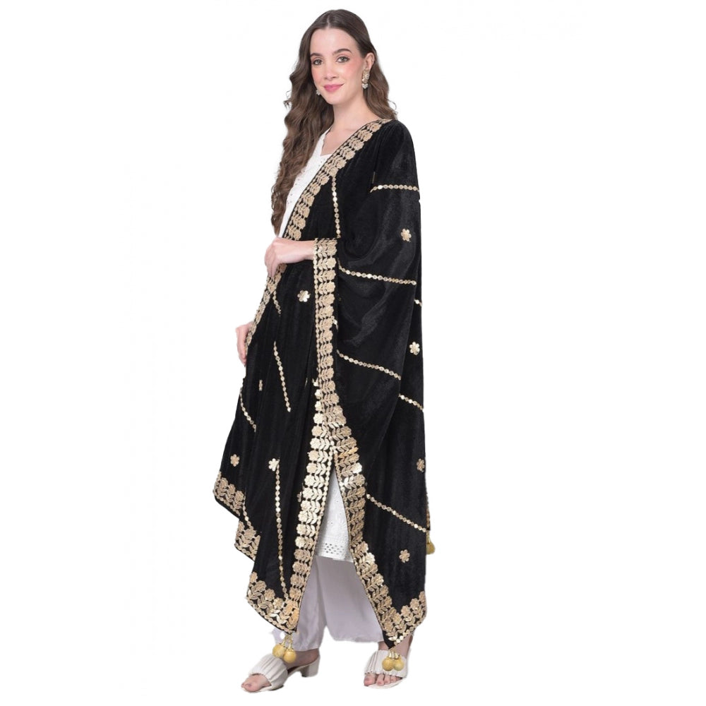 Women's Velvet Gotta Patti Dupatta (Black, Length: 2.25 to 2.50 Mtr) - GillKart