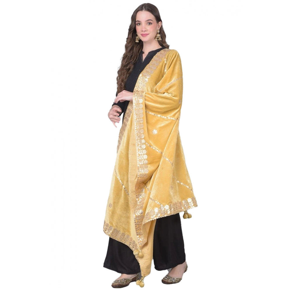 Women's Velvet Gotta Patti Dupatta (Gold, Length: 2.25 to 2.50 Mtr) - GillKart