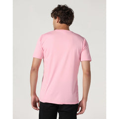 Men's Casual Half Sleeve Solid Polyester Round Neck T-shirt (Pink) - GillKart