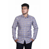 Men's Cotton Lycra Full Sleeve Checked Casual Shirt (Brown Blue) - GillKart