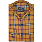 Men's Cotton Lycra Full Sleeve Checked Casual Shirt (Orange) - GillKart