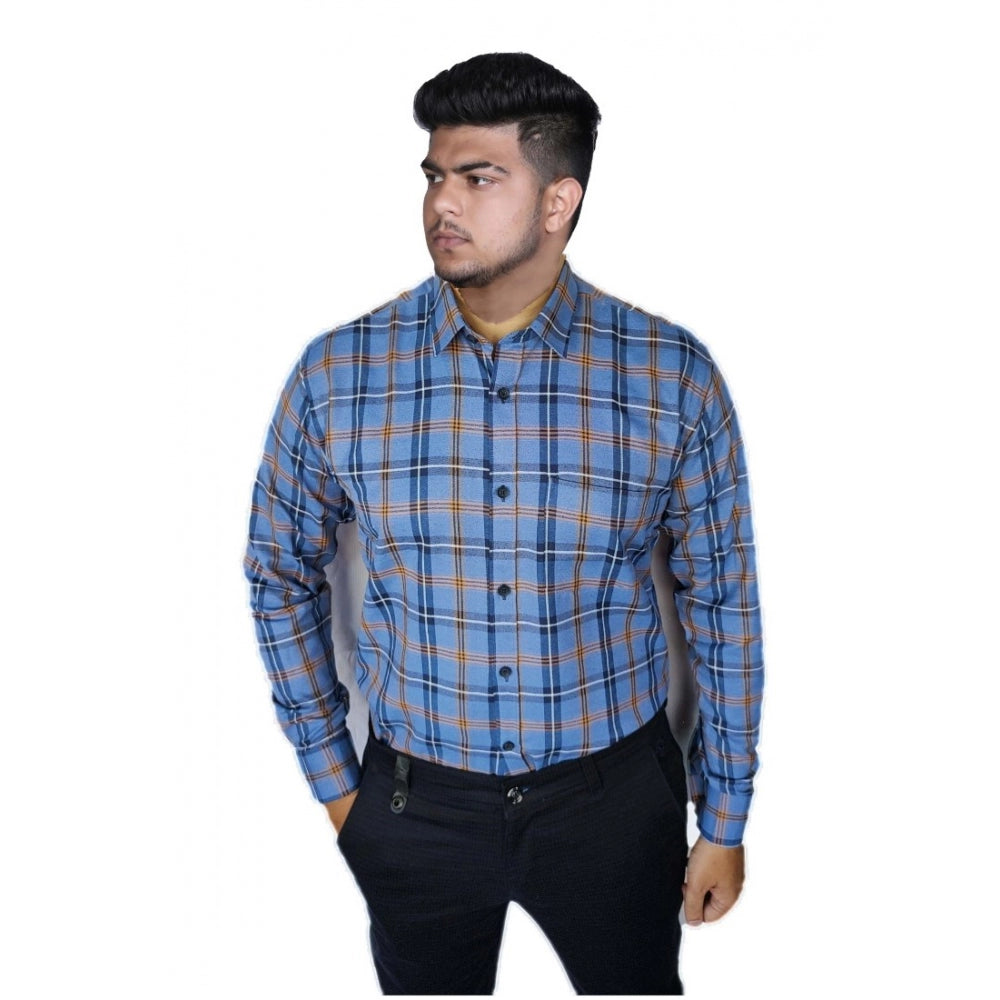 Men's Cotton Lycra Full Sleeve Checked Casual Shirt (Purple) - GillKart