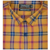 Men's Cotton Lycra Full Sleeve Checked Casual Shirt (Orange) - GillKart