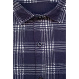 Men's Cotton Lycra Full Sleeve Checked Casual Shirt (Navy Blue) - GillKart