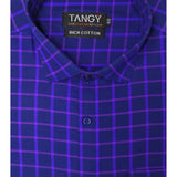 Men's Cotton Lycra Full Sleeve Checked Casual Shirt (Blue Purple) - GillKart