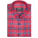 Men's Cotton Lycra Full Sleeve Checked Casual Shirt (Red ) - GillKart