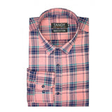 Men's Cotton Lycra Full Sleeve Checked Casual Shirt (Peach) - GillKart