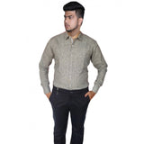 Men's Cotton Lycra Full Sleeve Checked Casual Shirt (Grey) - GillKart