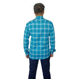 Men's Cotton Lycra Full Sleeve Checked Casual Shirt (Sky Blue) - GillKart