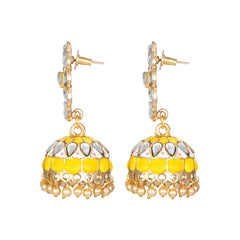 Women's Rose Gold Plated Alloy Earrings (Yellow) - GillKart