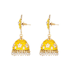 Women's Rose Gold Plated Alloy Earrings (Yellow) - GillKart