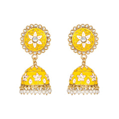 Women's Rose Gold Plated Alloy Earrings (Yellow) - GillKart