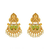 Women's Rose Gold Plated Alloy Kundan Earrings &amp; Mangtikka (Green) - GillKart