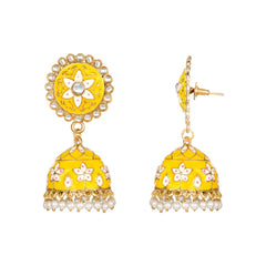 Women's Rose Gold Plated Alloy Earrings (Yellow) - GillKart