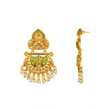 Women's Rose Gold Plated Alloy Kundan Earrings &amp; Mangtikka (Green) - GillKart