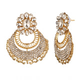 Women's Rose Gold Plated Alloy Kundan Earrings &amp; Mangtikka (White) - GillKart