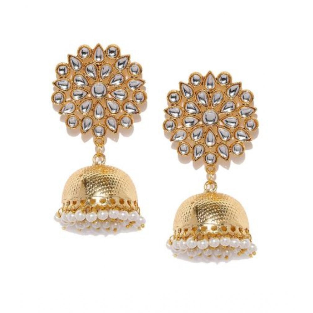 Women's Rose Gold Plated Alloy Earrings (White) - GillKart