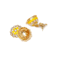 Women's Rose Gold Plated Alloy Earrings (Yellow) - GillKart