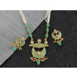 Women's Rose Gold Plated Alloy Necklace &amp; Earings Set (Green) - GillKart