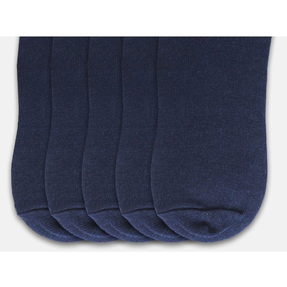 5 Pairs Unisex Casual Cotton Blended Solid Ankle length Socks (Navy) - GillKart