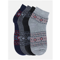 4 Pairs Men's Casual Cotton Blended Printed Mid-Calf length Socks (Assorted) - GillKart