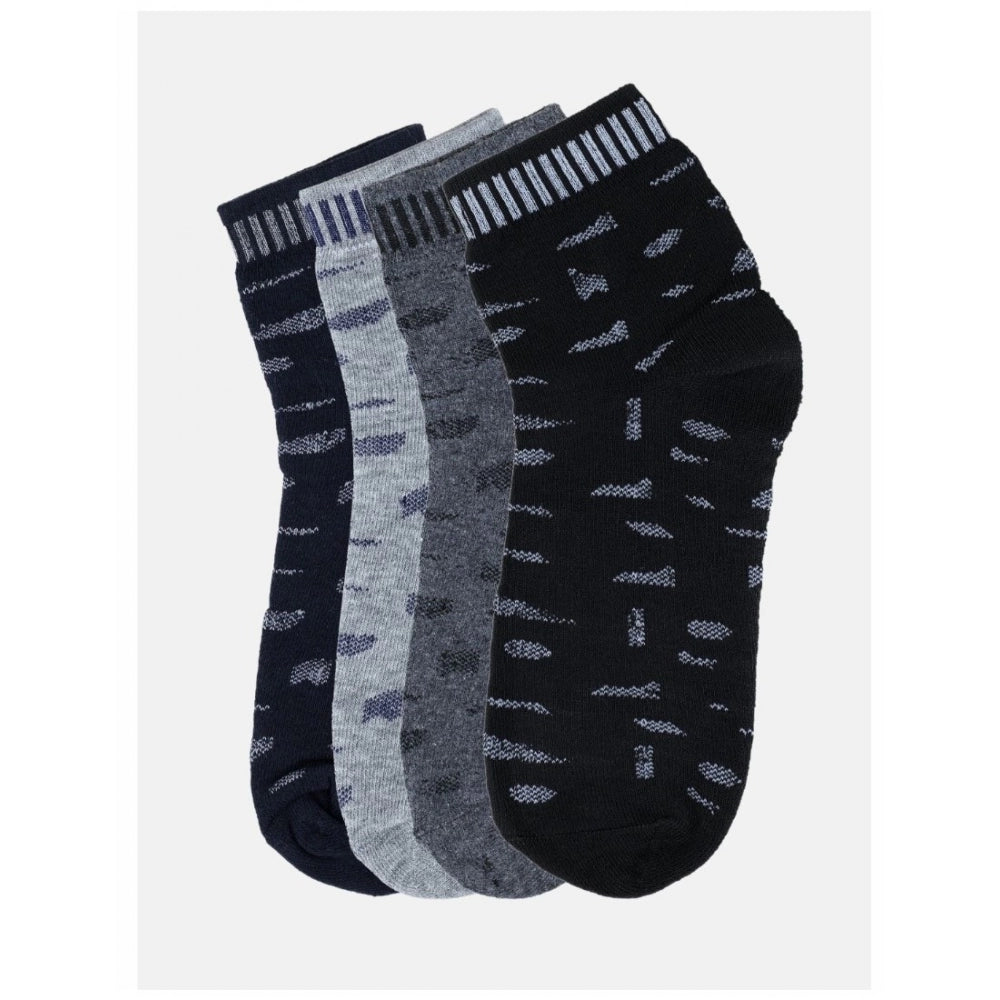 4 Pairs Men's Casual Cotton Blended Printed Mid-Calf length Socks (Assorted) - GillKart