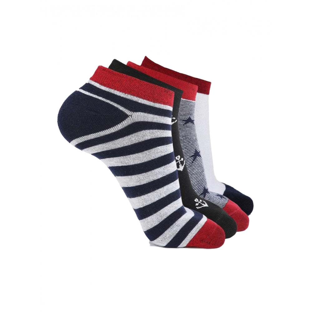 4 Pairs Unisex Casual Cotton Blended Printed Ankle length Socks (Assorted) - GillKart