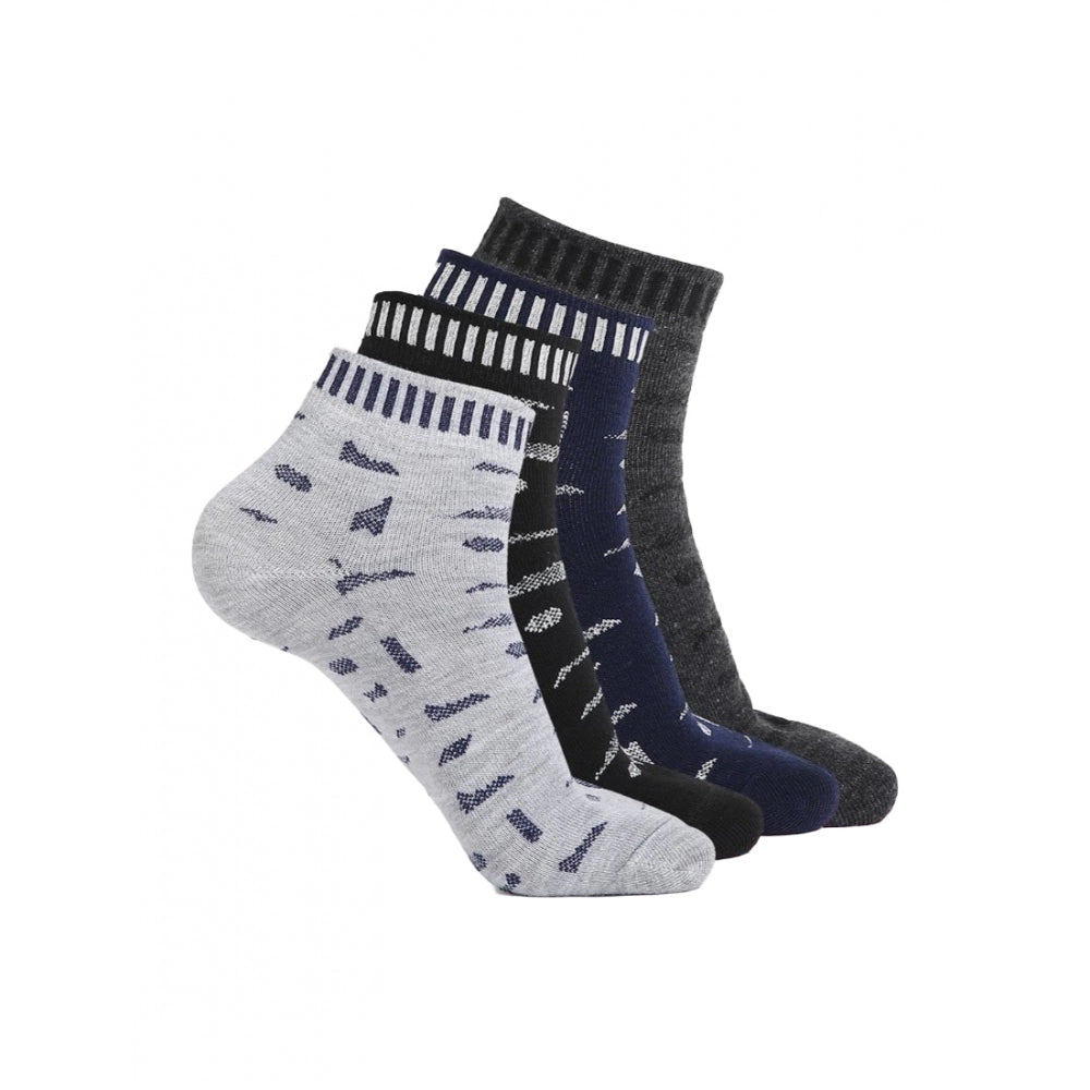 4 Pairs Men's Casual Cotton Blended Printed Ankle length Socks (Assorted) - GillKart