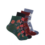 4 Pairs Women's Casual Cotton Blended Printed Ankle length Socks (Assorted) - GillKart