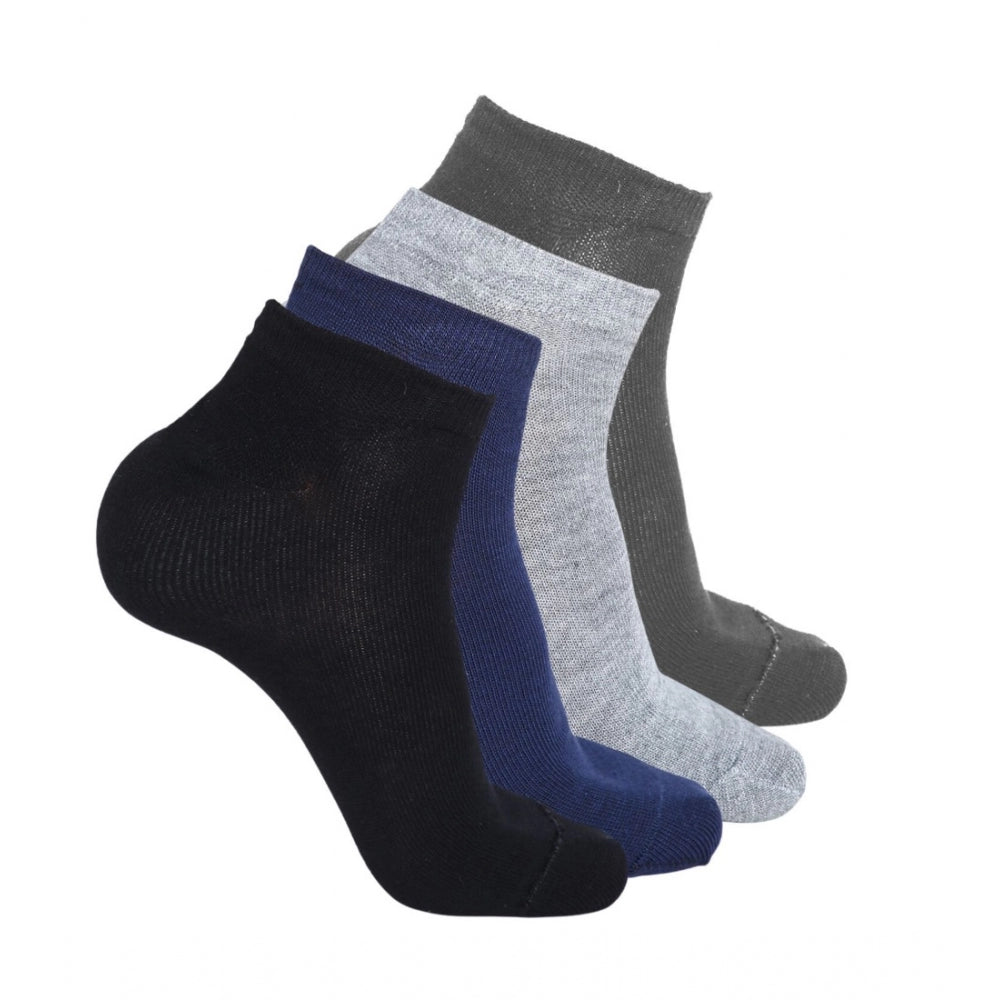 4 Pairs Unisex Casual Cotton Blended Solid Ankle length Socks (Assorted) - GillKart